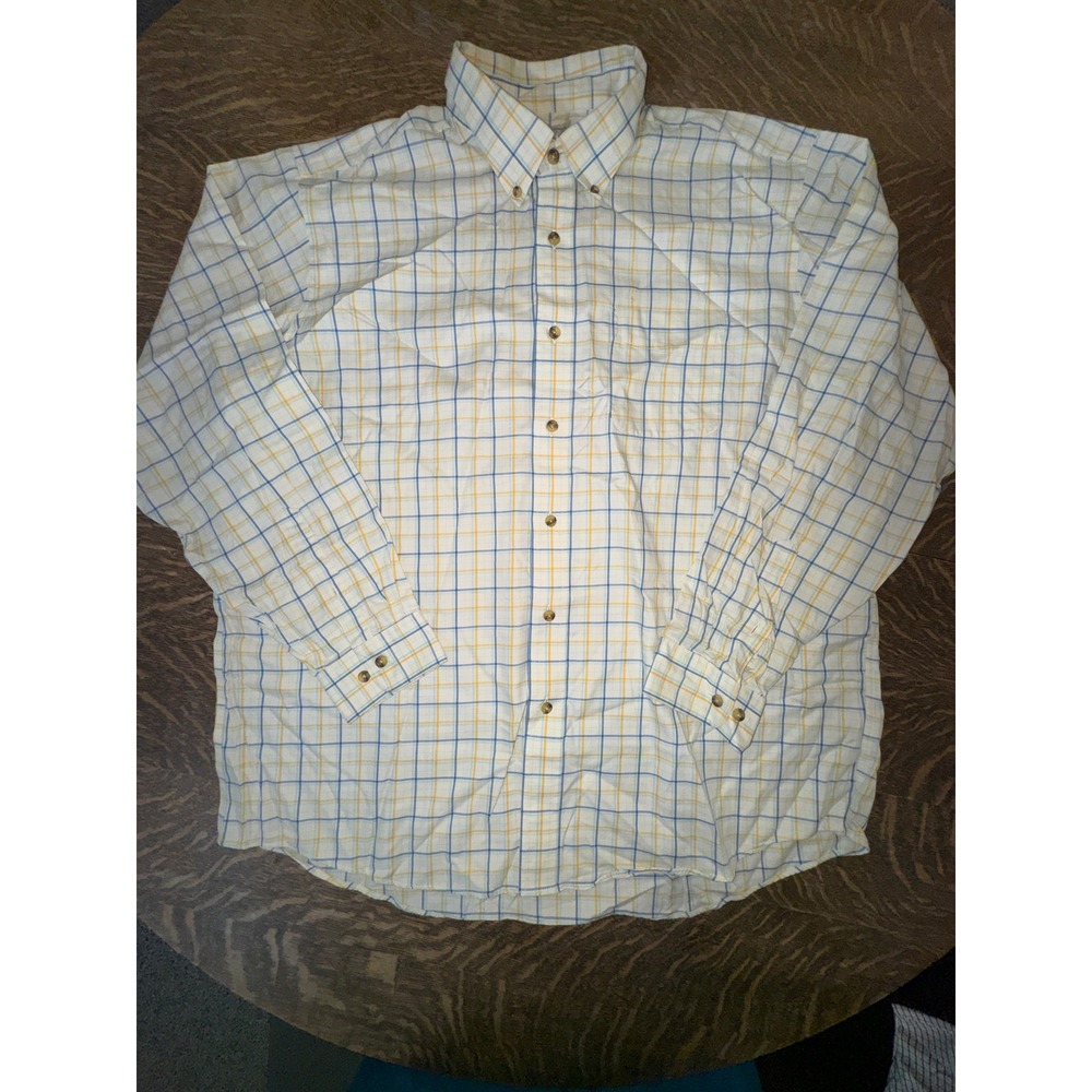 LL Bean Traditional Fit Button Down Shirt Mens XL Reg Tattersall Check Cotton